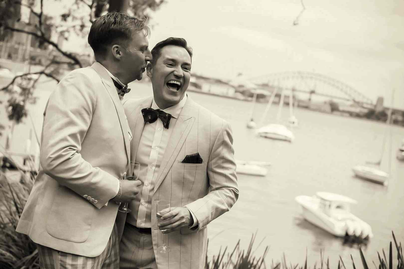 two happy guys who were just married